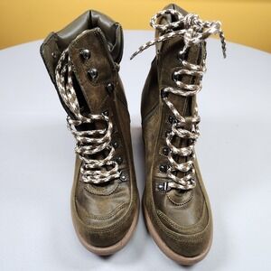 Carlos Santana Ardent Boots Brown Faux Suede Block Heel Womens Size 7.5